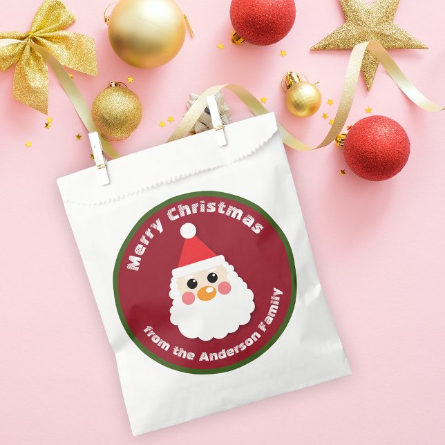 Cute Santa Face Red Green Merry Christmas Favor Bag (Creator Uploaded)