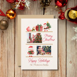 Cute Santa Family Photo Merry Christmas Holiday Card<br><div class="desc">Spread festive cheer with our Cute Santa Family Photo Merry Christmas and Happy Holidays Card, featuring your family photo alongside Santa and classic Christmas decorations. This beautifully designed card adds a joyful touch to your holiday greetings, with charming Santa illustrations and festive decor like ornaments, gifts and candy. Personalize it...</div>