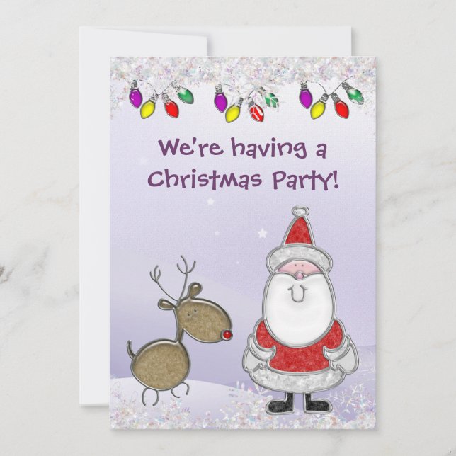 Cute Santa Faux Jewels Christmas Invites (Front)