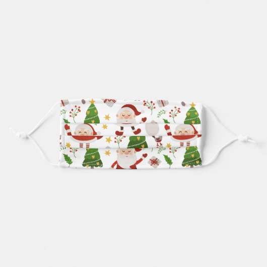 Cute Santa Festive Christmas Holidays Modern Adult Cloth Face Mask (Front, Folded)