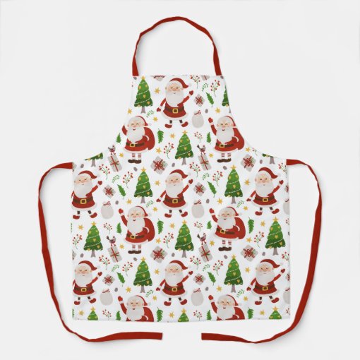 Cute Santa Festive Christmas Holidays Modern Apron | Zazzle