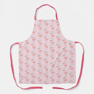 Cute Santa Flamingo Pattern - Pink Christmas Apron