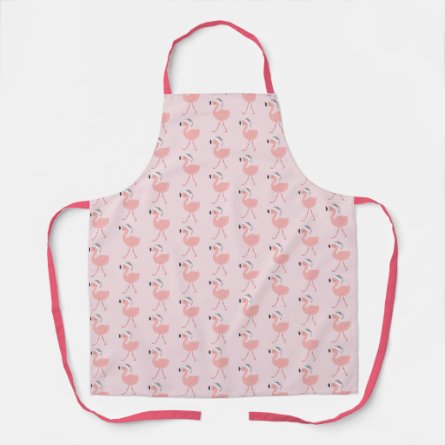 Cute Santa Flamingo Pattern - Pink Christmas Apron