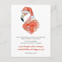 Cute Santa Flamingo We've Moved Holiday Moving Postcard