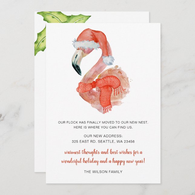Cute Santa Flamingo We've Moved Moving Holiday (Front/Back)