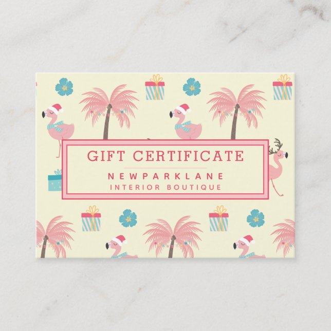 Cute Santa Flamingo's - Christmas Gift Certificate (Front)