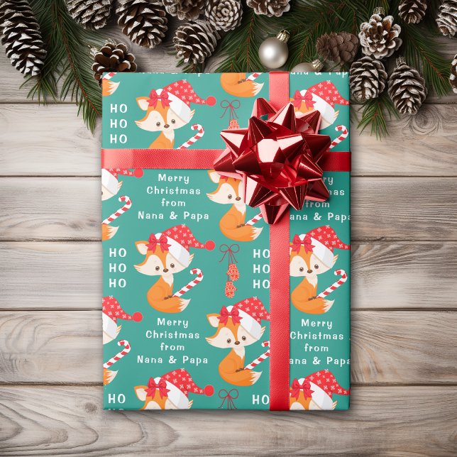 Cute Santa Fox Personalized Christmas Wrapping Paper (Creator Uploaded)