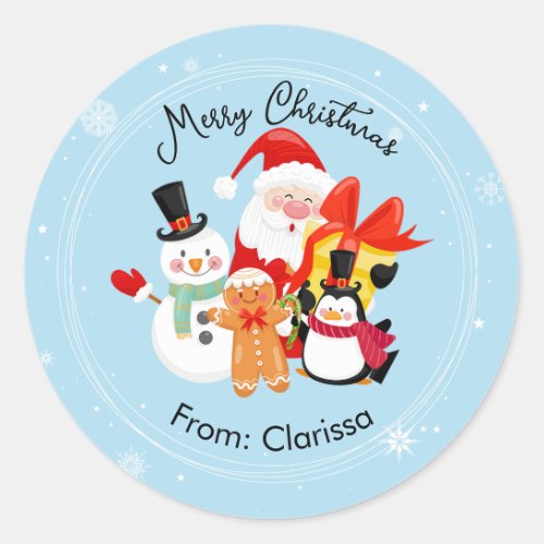 Cute Santa  Friends Christmas Stickers