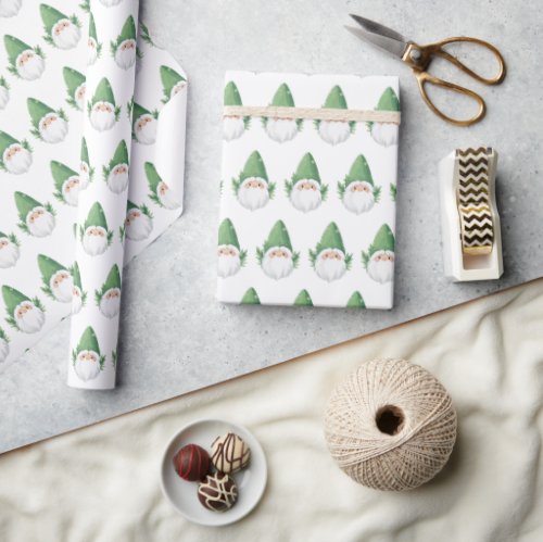 Cute Santa Garden Gnome Pattern Wrapping Paper