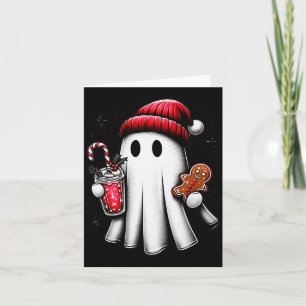 Cute Santa Ghost Drinking Coffee Ice Coffee Christ Card