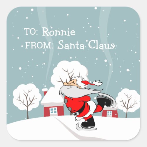 Cute Santa Gift  Personalized Square Sticker