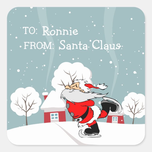 Cute Santa Gift | Personalized Square Sticker (Front)