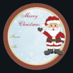 Cute Santa gift tag Christmas<br><div class="desc">Cute Santa bordered with green red polka dots pattern gift tag Christmas Sticker.</div>