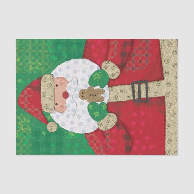 Cute Santa Gingerbread Festive Christmas Tissue Paper (Front)