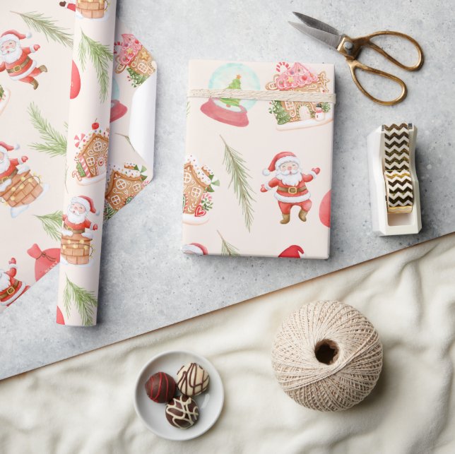 Cute Santa Gingerbread House Holiday Wrapping Paper (Crafts)