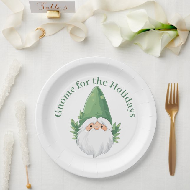 Cute Santa Gnome for the Holidays Paper Plates (Wedding)