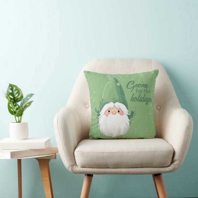 Cute Santa Gnome for the Holidays Throw Pillow (Chair)