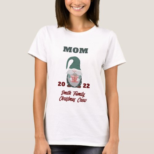 Cute Santa Gnome Mom Family Christmas T_Shirt