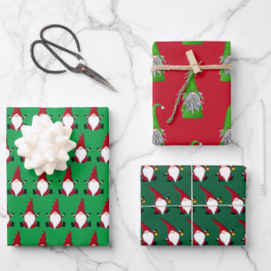 Cute Santa Gnome Wrapping Paper Sheets