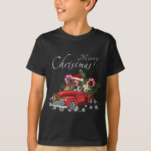 Cute Santa Great Dane Riding Red Truck Merry Chris T-Shirt