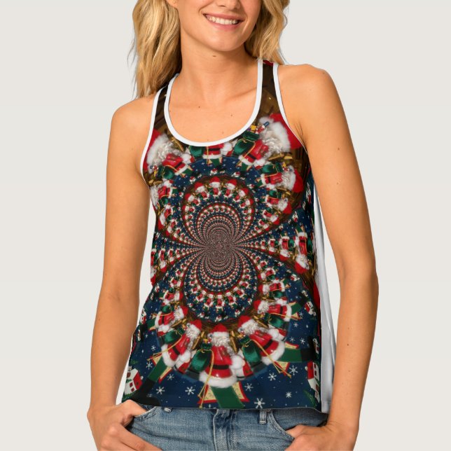 Cute Santa Happy Christmas Tank Top (Front)