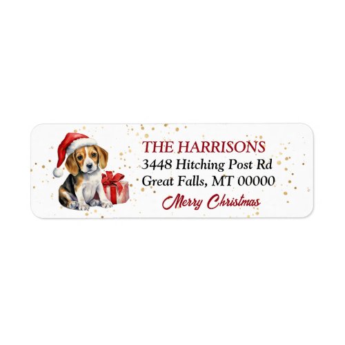Cute Santa Hat Beagle Puppy Gifts Label
