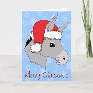 Cute Santa Hat Christmas Donkey Holiday Card