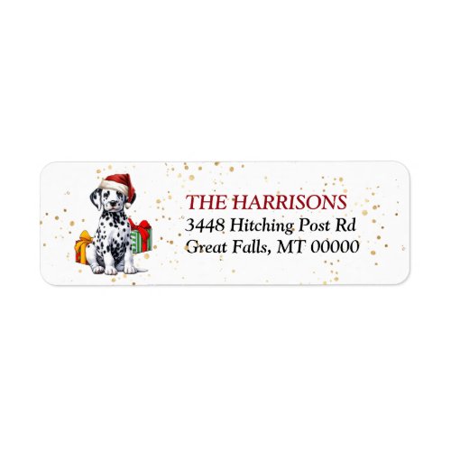 Cute Santa Hat Dalmatian Puppy Gifts Label