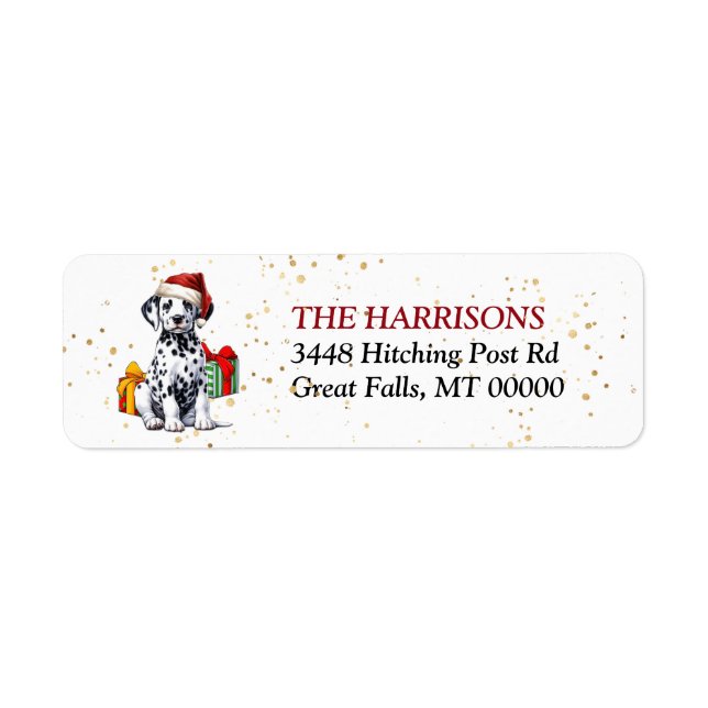 Cute Santa Hat Dalmatian Puppy Gifts Label (Front)