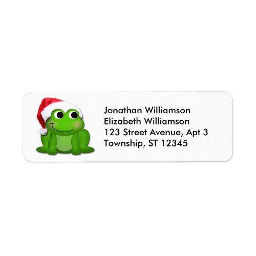 Cute Santa Hat Frog Christmas Return Address Label