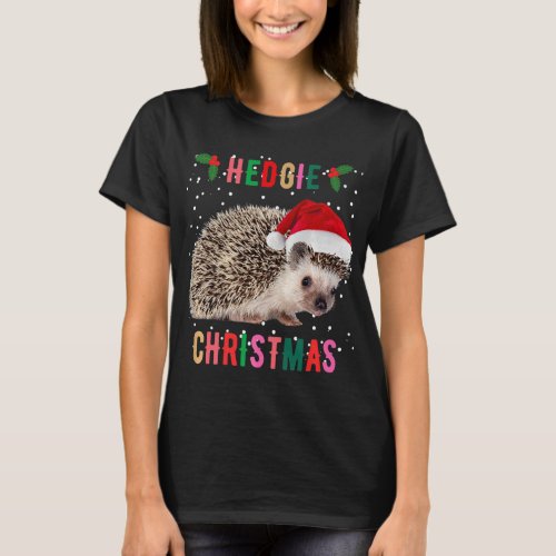 Cute Santa Hat Hedgehog Chritmas  T_Shirt