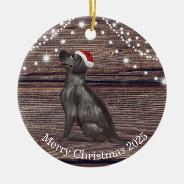 Cute Santa Hat Labrador Christmas  Ceramic   Ceramic Ornament (Front)