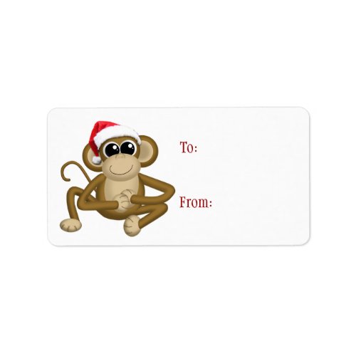 Cute Santa Hat Monkey _ Christmas Gift Labels