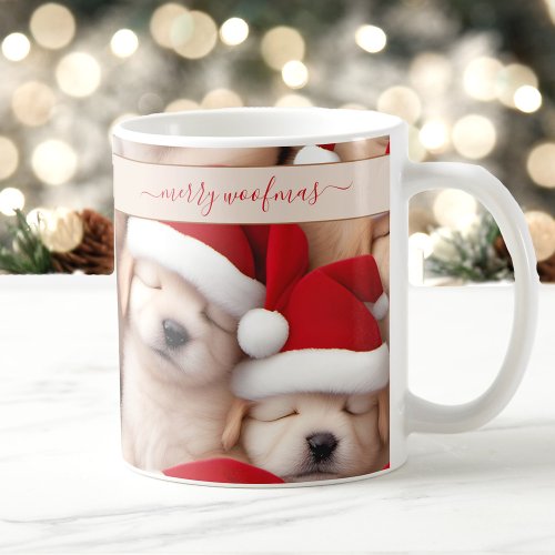 Cute Santa Hat Puppies Dog Lover Name Mug