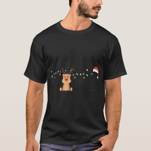 Cute Santa Hat Reindeer Christmas Light Xmas NICU  T_Shirt
