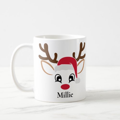 Cute Santa Hat Reindeer Christmas Mug