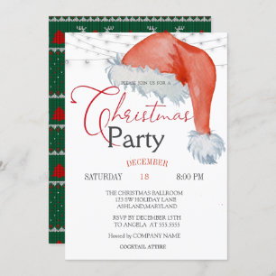 Cute Santa Hat String Lights Christmas Company Invitation