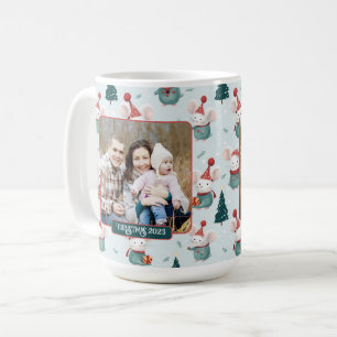 Cute Santa Hat White Mice Christmas Photo Coffee Mug
