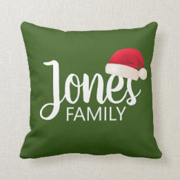 cute SANTA HAT with typography | Throw Pillow