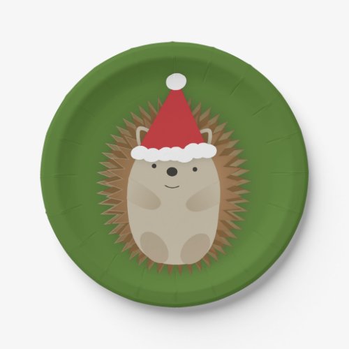 Cute Santa Hedgehog Paper Plates