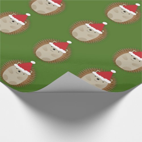 Cute Santa Hedgehog Wrapping Paper