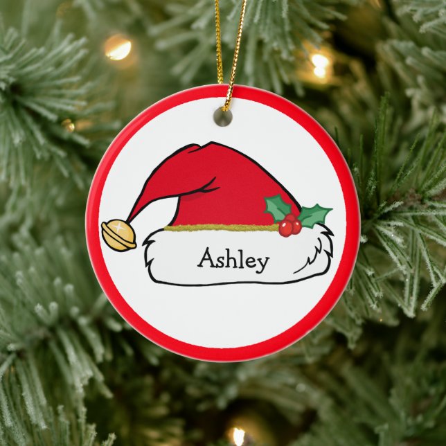 Cute Santa Helper Personalized Christmas Ornament (Tree)