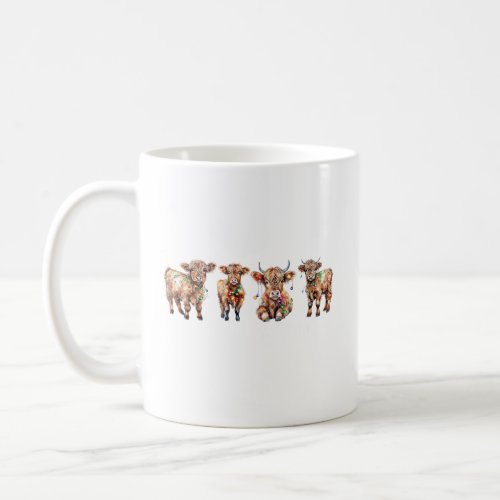 Cute Santa Highland Cows Funny Mooey Christmas Coffee Mug