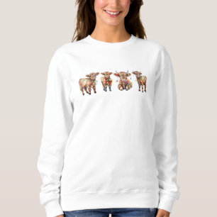 Cute Santa Highland Cows, Funny Mooey Christmas Sweatshirt