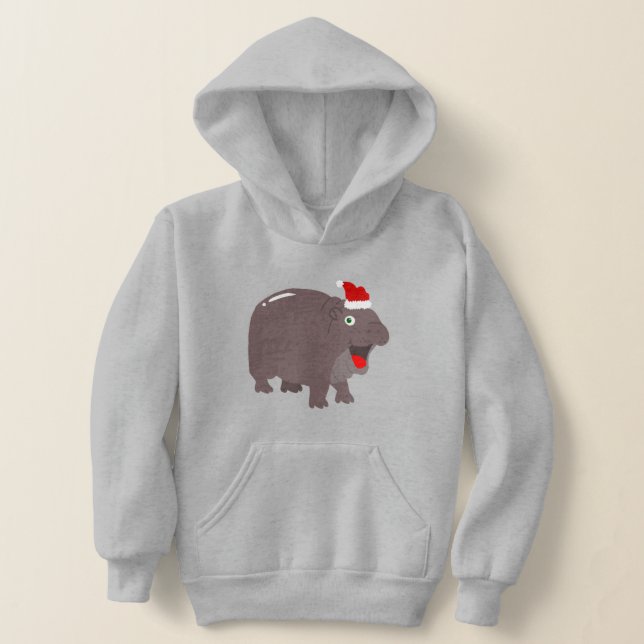 cute santa hippo christmas hippopotamus hoodie (Laydown)