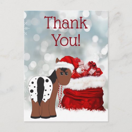 Cute Santa Horse and Gifts Holiday Thank You Postcard