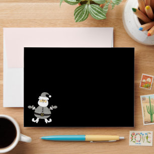 Cute Santa Illustration Black And Pink Envelope