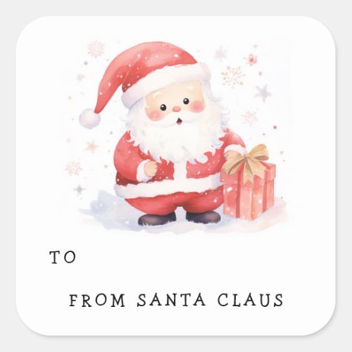 Cute Santa illustration to from gift tag sticker
