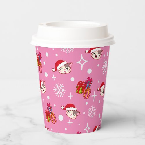 Cute Santa Kitties Pink Christmas Party Cups