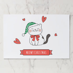 Cute Santa Kitty Cat Christmas Paper Placemat